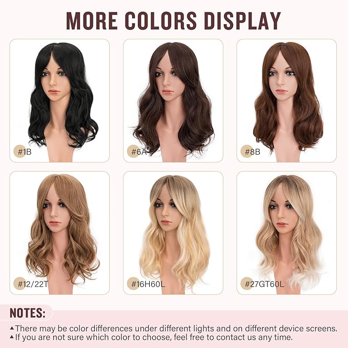 Hairro 18 Inch Long Hair Toppers Wavy with Side Bangs for Women, Clips In Synthetic Hairpieces Capless, for Adding Volume/Birthday/Party/Halloween/Cosplay Dress Up, Pure Black