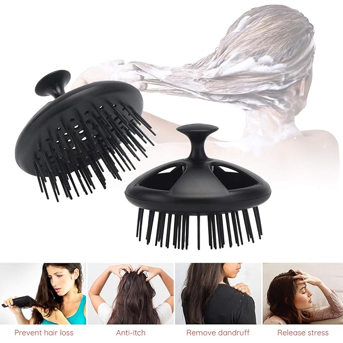 Segbeauty Dandruff Brushes, 2pcs 0.8 inches Long Hard Bristle Scalp Massage Brushes for Thick or Thin 2c to 3b Curly Hair, Shower Comb for Deep Cleaning Beard Pet Grooming Hair Care for Women Men