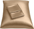 BLISSFORD Satin Pillowcase with Zipper, for Hair and Skin Care, Feels Soft and Cool Like a Silk Pillowcase, Beige Satin Pillow Cases 2 Pack, Slik Pillow Cover, Queen Size, Set of 2