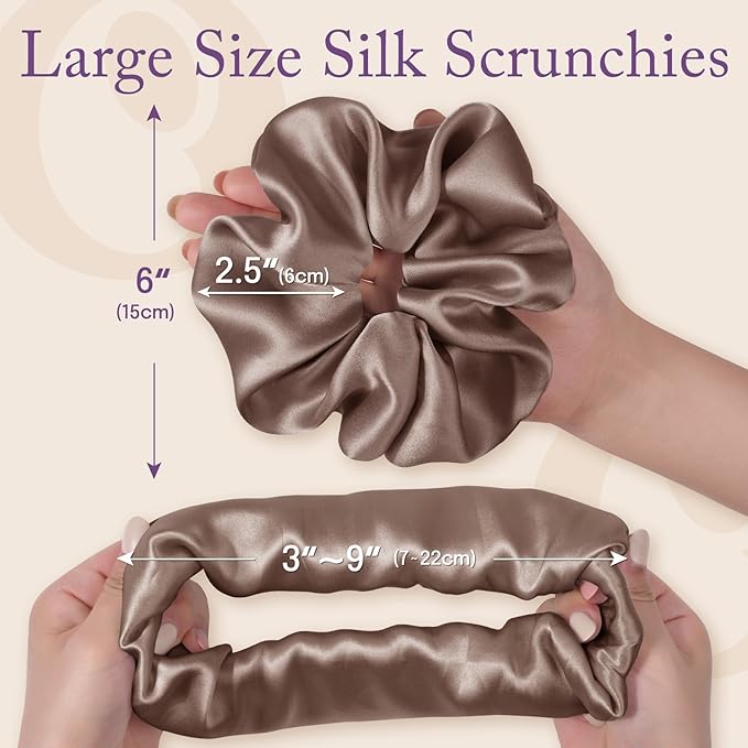 OLESILK Silk Scrunchies Oversized 100% Mulberry: Large for Women& Girls Long Thick Hair, Soft Smooth for No Damage Hair Care Sleeping
