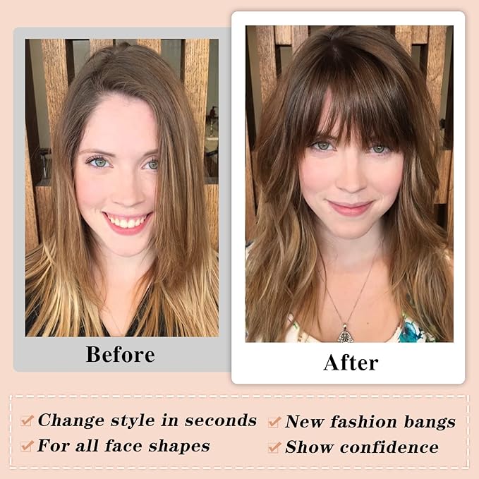 NAYOO Clip in Bangs - 100% Real Human French Bangs Hair Extensions with Temples for Women - Curved Bangs for Daily Wear (Natural Black)