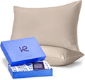 Kickoff Viscose Bamboo Pillowcase, Queen, Set of 2, 100% Organic Hidden Zippered Viscose Bamboo Pillow Case Queen Size, Cooling Pillow Cover for Hot Sleepers (20"x30", Iced Latte)