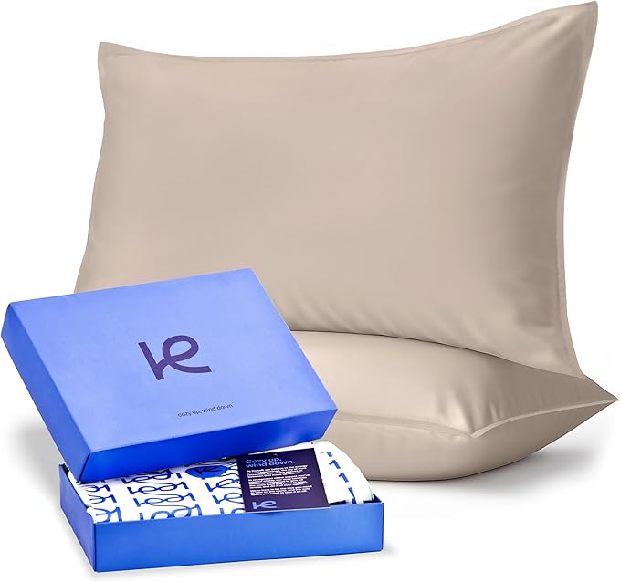 Kickoff Viscose Bamboo Pillowcase, King, Set of 2, 100% Organic Hidden Zippered Viscose Bamboo Pillow Case King Size, Cooling Pillow Cover for Hot Sleepers (20"x40", Iced Latte)