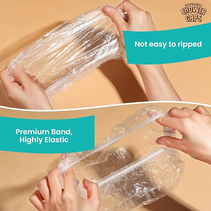 LEOBRO Disposable Shower Caps, Shower Cap, 60PCS Shower Caps for Women Disposable, Clear Plastic Shower Caps Disposable, Plastic Hair Caps for Shower, Hair Treatment, Travel, Regular Size 17.3 INCH