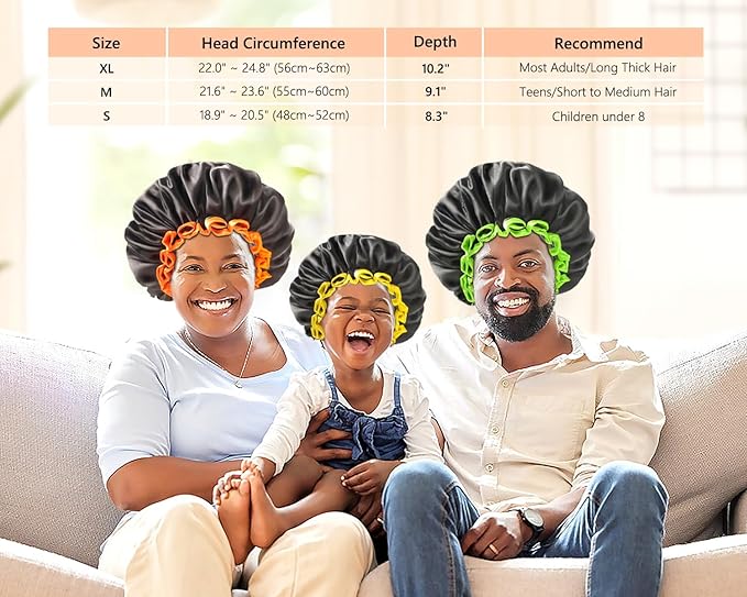 mikimini Small Black Shower Caps Pack of 2 for Kid, Double Layers Waterproof Bathing Hair Cap with Reusable Soft Comfortable PEVA Lining, Cute, Non-fading & Stretchy Shower Hat Small Pack of 2, Black + Orange