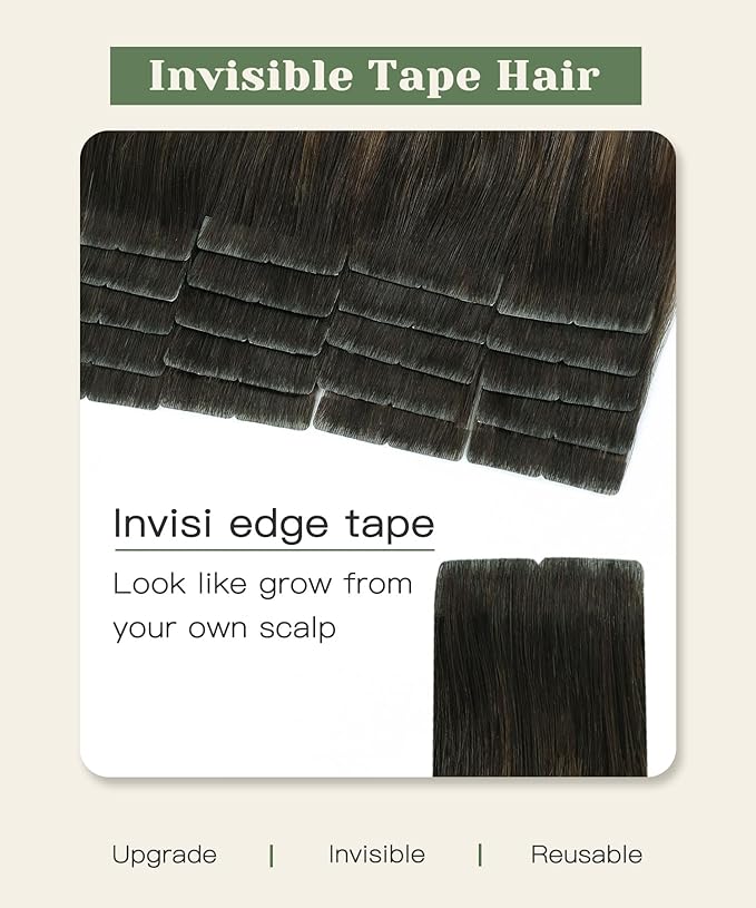 SURNEL Injection Tape in Extensions Human Hair 22Inch Dark Brown to Dirty Blonde Invisible Tape in Extensions 20 Pcs 50g(#2618,22)