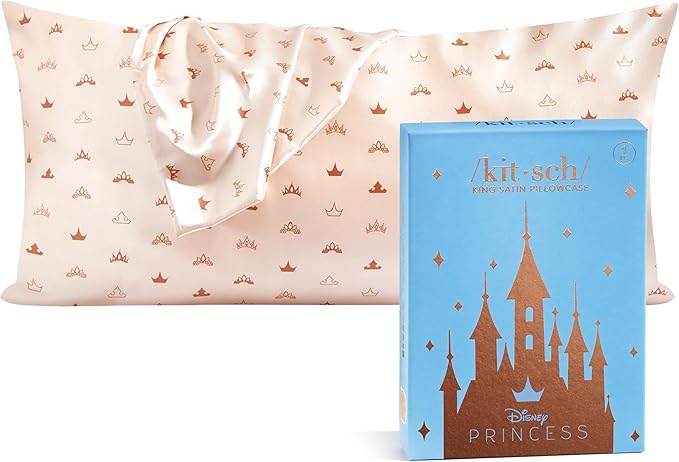 Kitsch & Disney Desert Crown Satin Pillowcase with Zipper – Soft Cooling, Better Than Silk Pillowcase, Disney Design for Kids Rooms & Toddler Bed Time Pillow Case – King 19x36