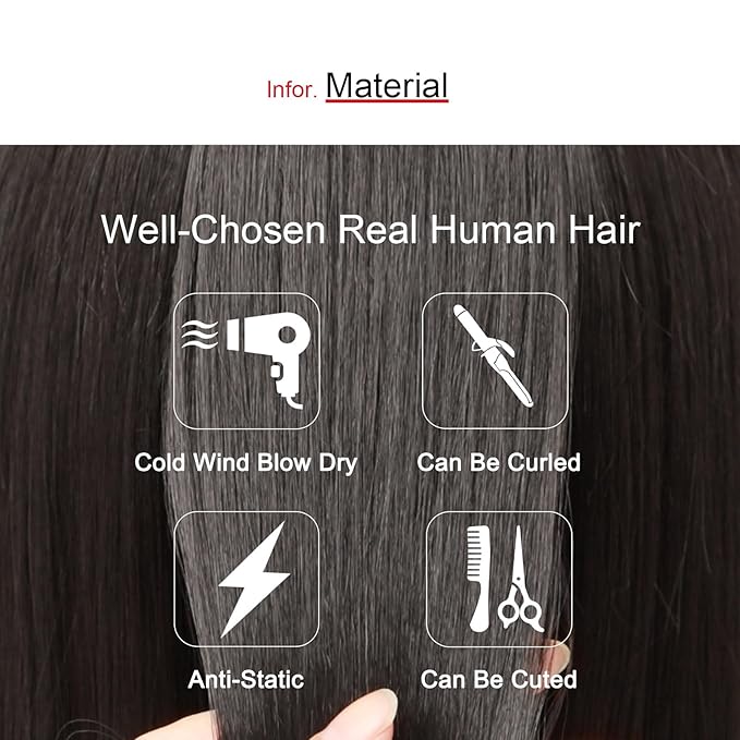 100% Human Hair Clip-on Topper - Machine Handmade Hair Pieces for Thinning Hair Loss women (25CM, BR Brown)