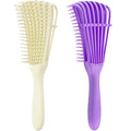 2 Pieces Detangling Brush for Afro America/African Hair Textured 3a to 4c Kinky Wavy/Curly/Coily/Wet/Dry/Oil/Thick/Long Hair, Knots Detangler Easy to Clean (Beige, Purple)