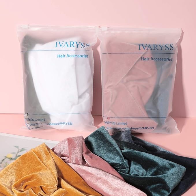 IVARYSS Extra Wide Headbands for Women Non-Slip, 7'' Large Twist Knotted Stretchy Wraps Head Bands Hair Accessories, 4 Pack, Neutral Color