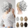 REECHO 9" Short Ponytail Extension, Classic Loose Curly Wavy Claw Clip Pony tails Hair Extensions HP001 Hairpieces for Women (Silver)