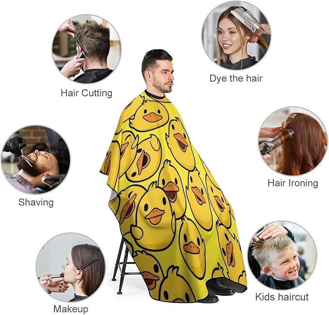 Full Coverage Haircut Barber Cape Cover, Hairdressing Haircut Apron Rubber Duck Art Haircut Cloth Wrap Protector for Hair Cutting
