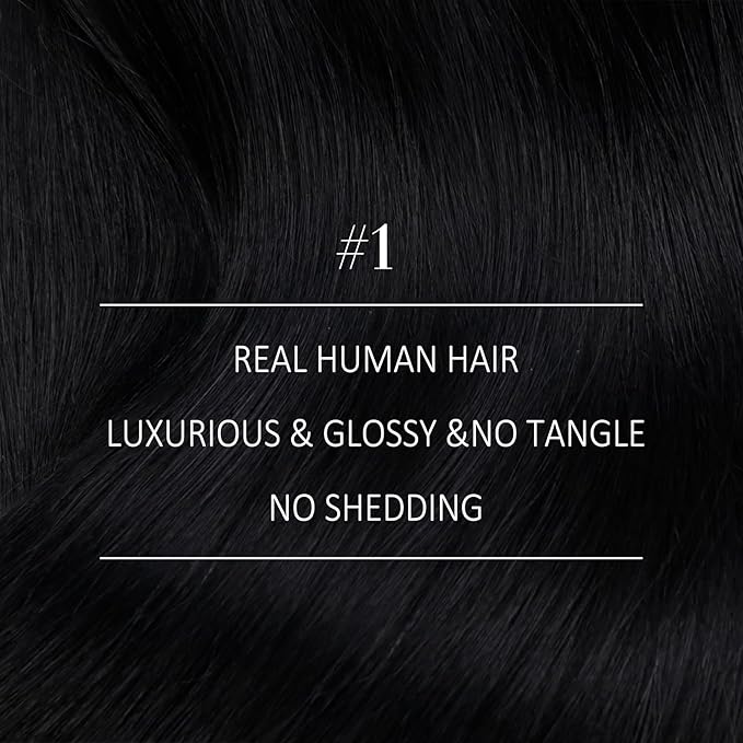 YoungSee Sew in Hair Extensions Black Human Hair Weft Extensions Straight Human Hair Extensions Sew in Jet Black for Natural Look 18Inch 100G