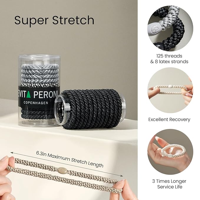 EVITA PERONI Hair Ties 12 Pcs Set, High Elastic Ponytail Holders, Hair Ties No Damage, Elastic Ties for Thick Hair Women Men, Gifts for Mother Sister Girlfriend (Stone Taupe)