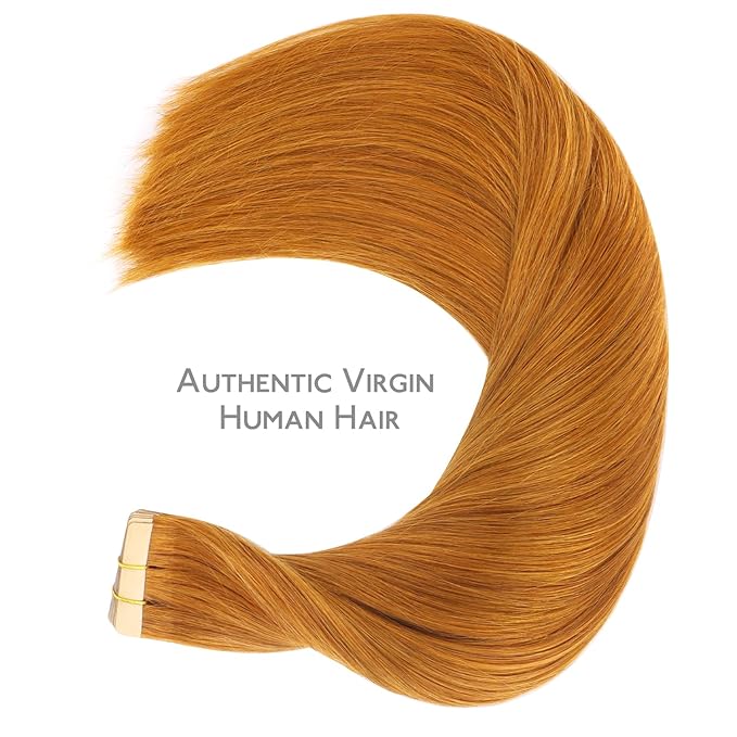 WENNALIFE Tape in Hair Extensions Human Hair, 20pcs 50g 24 inch Auburn Ginger Remy Hair Extensions Straight Skin Weft Extensiones De Cabello Humano