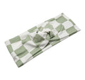 Soft Stretchy Headband, 3-in-1 Versatile Twist Style, One-Piece (Sage Green Checkered, Child)