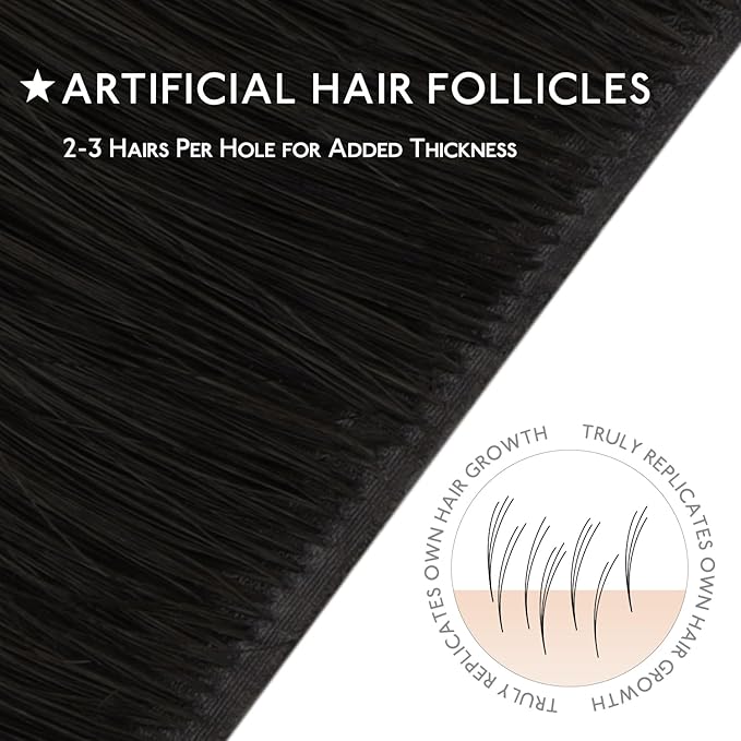 WENNALIFE Invisi Edge Tape in Hair Extensions Human Hair, 18 Inch 50g 20pcs Natural Black Invisible Luxury Remy Hair Extensions Natural Seamless Injected Tape Ins Straight Extensiones De Cabello