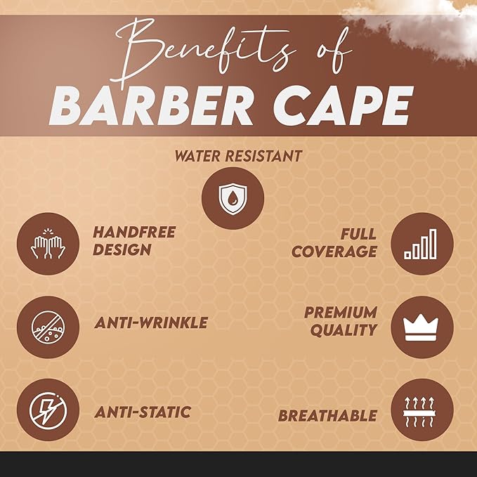 4lb Cape (Teenager/Adult) – Weighted Hair Cutting Barber Cape with Elastic Collar, Waterproof Salon Cape for Added Comfort, Perfect for Barber & Hairstylist (67 x 60 in)