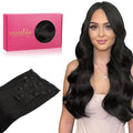 WENNALIFE Clip in Hair Extensions Real Human Hair, 12 Inch 80g 7pcs Remy Hair, Natural Black Straight Natural Extensiones De Cabello Humano Con Clip Ins