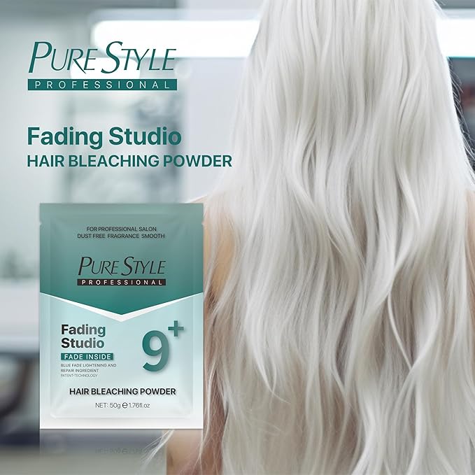 PURESTYLE 1000g Professional Ammonia-Free Hair Bleach Powder, Over 9 Levels Blue Fade Technology, Dust-Free & Fragrance Formula Fading Powder, Gentle Quick Bleach Lightener (1Bucket(1000g))
