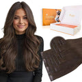 DOORES Clip in Hair Extensions Set 18 Inch 130g, 4pcs Invisi Edge Clip ins and 3pcs Classic Seamless Clip ins, Injected Virgin Real Human Hair Extensions Natural Invisible Straight, #4A