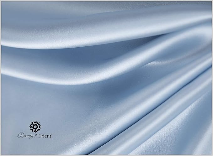 25 Momme Premium Mulberry Silk Pillowcase for Hair and Skin | Handcrafted Hypoallergenic & Anti-Acne Silk Pillow Cases with Zipper | King - 20" x 36", Frosty Blue