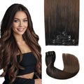 Pro2.0 Clip in Hair Extensions Real Human Hair 120g Thick 7pcs Color #1BT4 Natural Black Fading to Middle Brown Remy Real Human Hair Extensions Clip ins 14inch Double Weft（#1BT4-14inch）