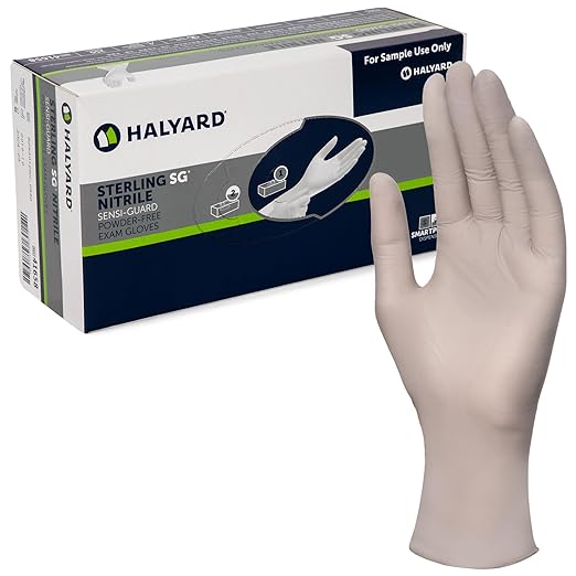 HALYARD Sterling SG Nitrile Powder-Free Exam Gloves, 3.7 mil, 9.5 Inches, Gray, Small, 41658 (Case of 2500)