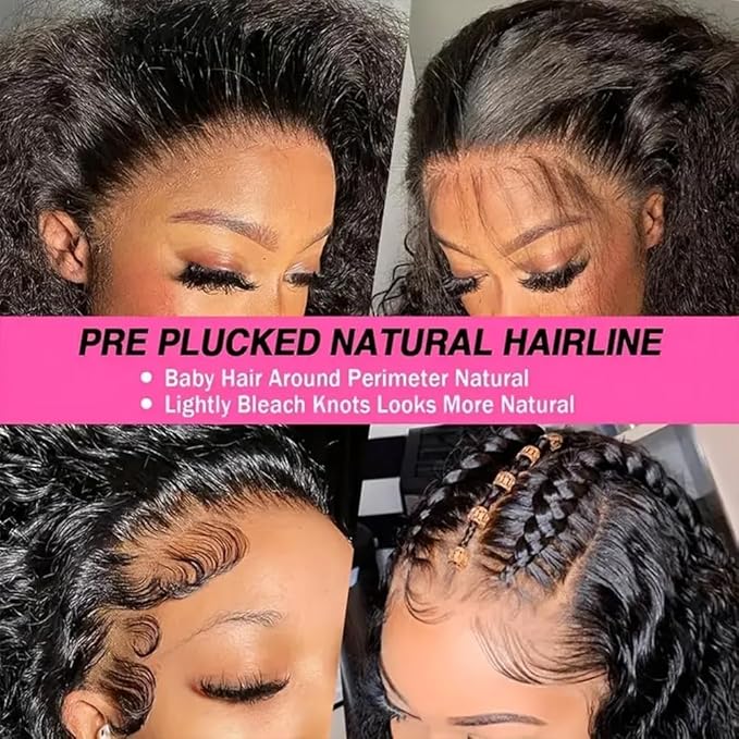 30 Inch 13x6 Deep Wave Lace Front Wigs Human Hair 250% Density HD Lace Frontal Wigs Human Hair Glueless Deep Curly Wigs for Women Pre Plucked Glueless Wigs Natural Color