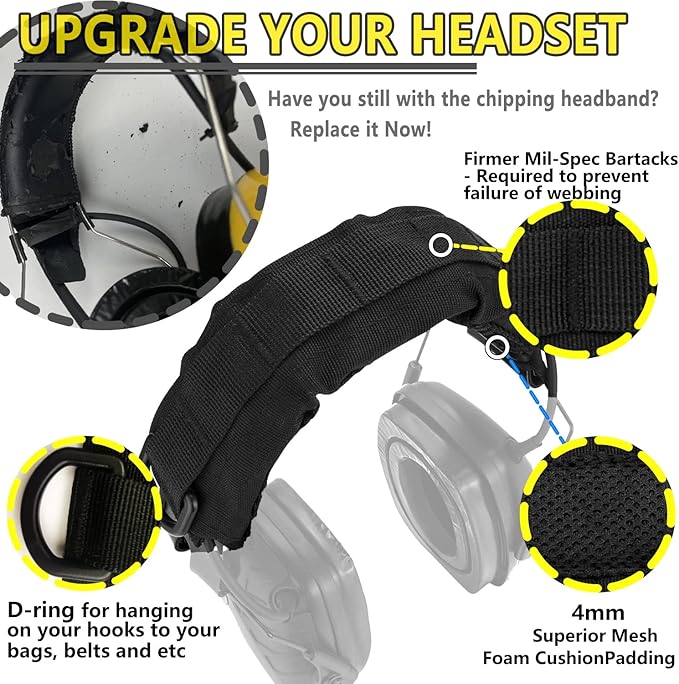 PROHEAR HC01 Headset Cover Tactical Advanced Earmuffs Modular Cover Fit for 3M WorkTunes Peltor Howard Leight Impact Walkers Razor - Black