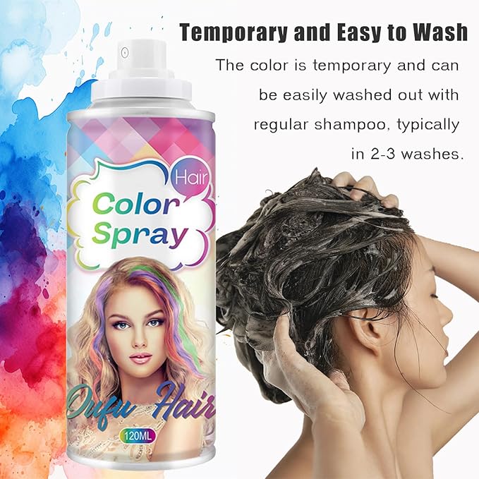 Temporary Hair Color Spray, Black Hair Dye Pomades for Kids and Women-Perfect for Cosplay, Christmas, and Halloween Parties, Natural Washable Quick-Drying, One-Time Use in one wash (Black, 120ml)