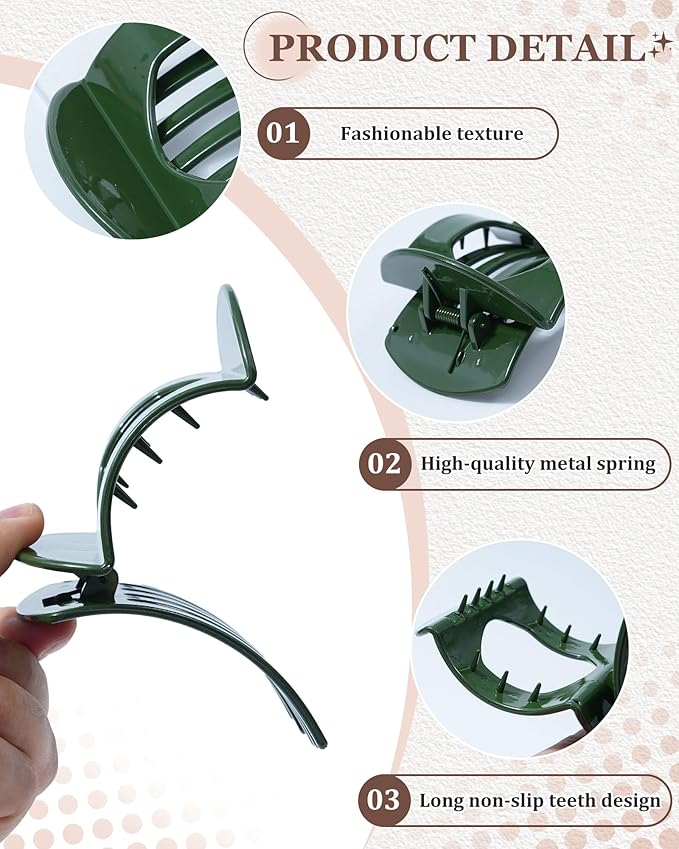 6 Pack Flat Hair Clips for Women, No-Slip Flat Claw Clips,Large Strong Hold Square French Claw Clips for All Hair Textures(Glossy Leopard Print 2)