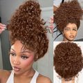 250 Density 32 Inch Deep Wave 360 Lace Front Wigs Human Hair Full Chocolate Brown Lace Front Wig Pre Plucked with Bady Hair Curly Wig 360 Glueless Lace Frontal Wigs for Women