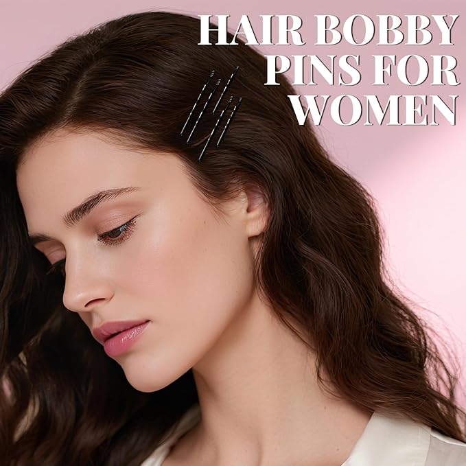 415pcs Bobby Pins Hair Pins Set, IKOCO 200pcs U Shaped Pins & Elastic Hair Ties for Women with Hair Net, Black