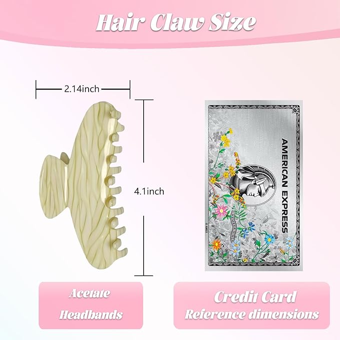 French Hair Claw Clips for Women Grils,4 Inch Strong Hold No Slip Grip Accessories Acetate Material,Not Easily Damaged,Thick or Thin Hair (Yellow)