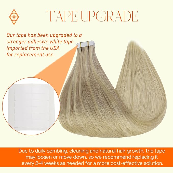 Full Shine 22 Inch Tape in Hair Extensions Human Hair Balayage Real Hair Extensions Tape in Color 18 Ash Blonde Fading to 22 and 60 Platinum Blonde Hair Extensions Adhesive Tape Extensions 20 Pcs 50G