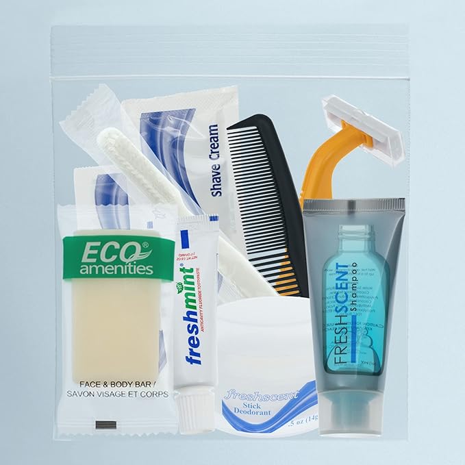 Moda West 24 Kits - Bulk Case of Wholesale Deluxe Toiletries Bathroom Essentials Men, Women, Travel, Charity, Homeless Shelters - 9 Piece Kit, Travel-Ready, Donation Ready, Essential Hygiene Products
