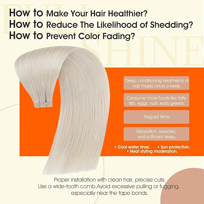 Full Shine Remy Human Hair Extensions Tape in Color Blonde Injection Human Hair Tape in Extensions Double Sided Long lasting Adhesive Brazilian Natural Skin Weft 24Inch 50G 20Pcs Add Length