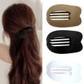Women Flat Hair Clips,3-Pack French Large Matte Non-Slip Claw Hair Clips for Thick or Thin Hair(White, Black,Matte Khaki)