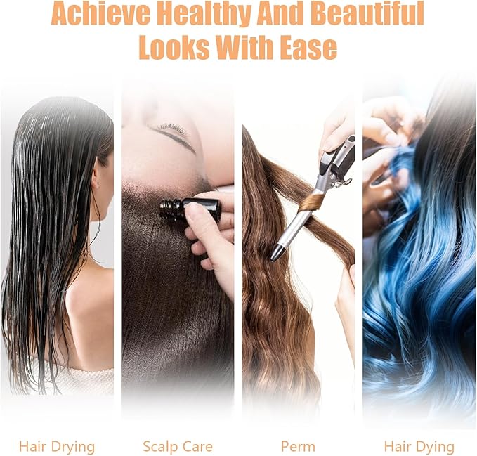 110V 500W Nano Hair Steamer, Electric Multifunctional Anion Hair Dyeing Machine, Hair Oil Machine with 2 Steamed HairHats & 4 Wheels, Stand Up Base Salon Spa Equipment