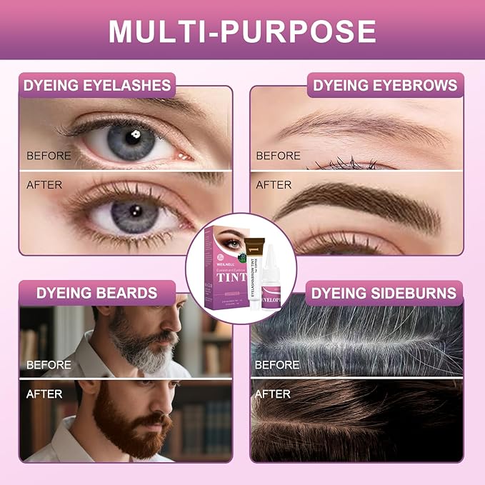 Eyelash & Eyebrow Color Kit, Professional Instant Lash & Brow Color Kit, Easy to Use with Natural Results, DIY Hair Coloring Eye Brow & Eye Lash Set for Beginner Salon Beauty 7ml (Coffee/Dark Brown)