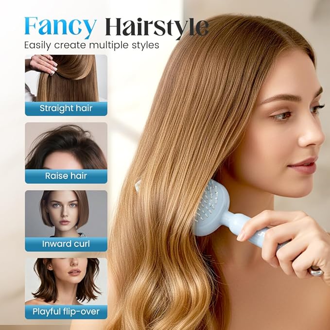 Retractable Cushion Massage Comb, 2026 New Self Cleaning Hair Brush, Anti Static Self Cleaning Hair Brush for Women Men (Blue#2Pcs)