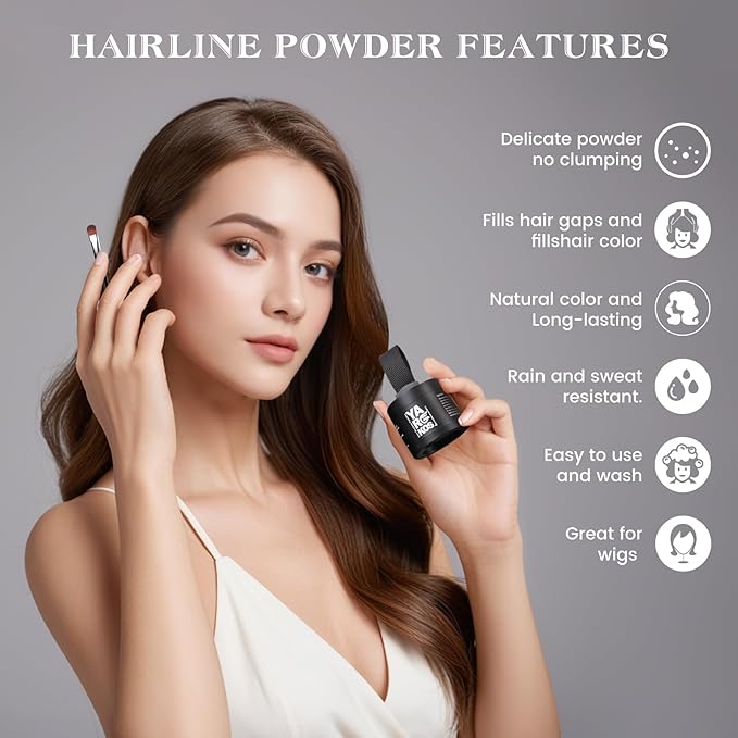 Hairline Shadow Powder, Red Brown, Root Touch Up Powder for Instantly Gray Hair Cover Up, Women Color Root Coverage for Thinning Grey, Mens Roots Concealer for Hair Loss Beard Line, #7