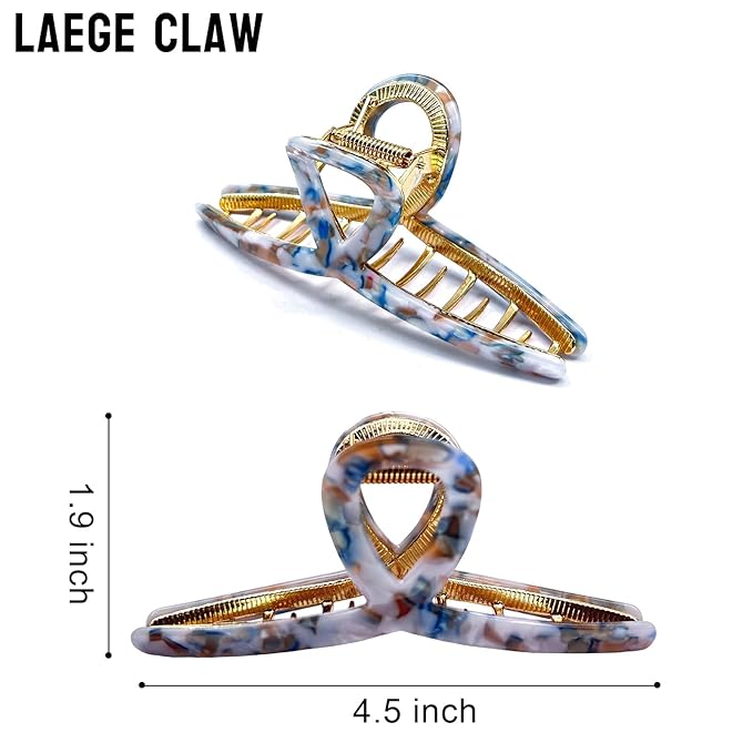 Large Metal Hair Clips - Claw Clip for Thick Long Hair – Women's Strong Spring Non-Slip Claw Clip Elegant Acetate Hair Accessory