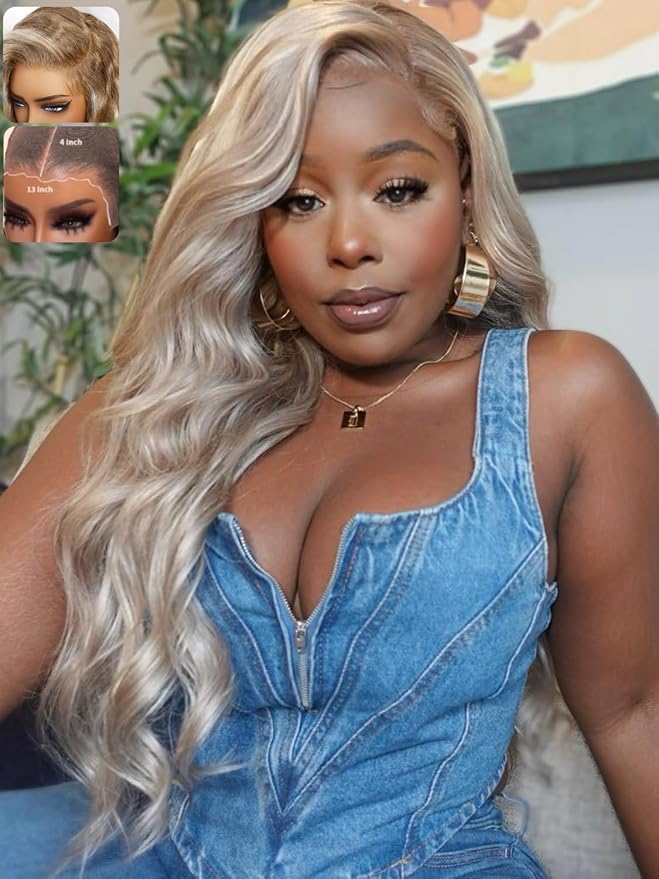 KLAIYI Ombre Ash Blonde Loose Body Wave Pre Everything Glueless 13x4 Lace Front Wigs Human Hair Balayage Precut Pre Plucked Bleached Bye Bye Knots 30S Ready to Wear and Go Wig Beginner Friendly 20Inch