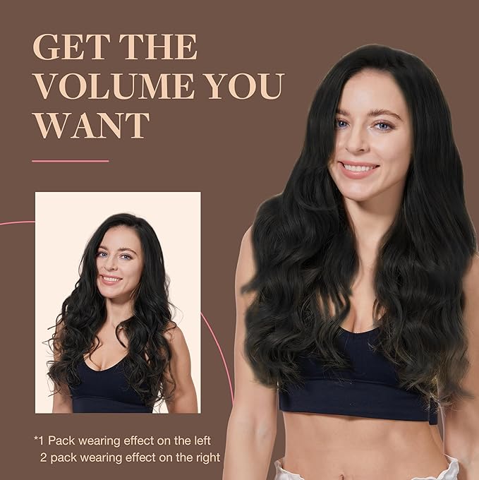GOO GOO Clip in Hair Extensions Real Human Hair, Remy Human Hair Extensions Clip ins for Women, Natural Human Hair, 16inch 120g 7Pcs, 1 Jet black