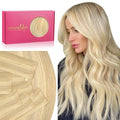 WENNALIFE Invisi Edge Tape in Hair Extensions Human Hair, 22 Inch 50g 20pcs Light Blonde Highlighted Golden Blonde Invisible Luxury Remy Hair Extensions Natural Seamless Injected Tape Ins Straight