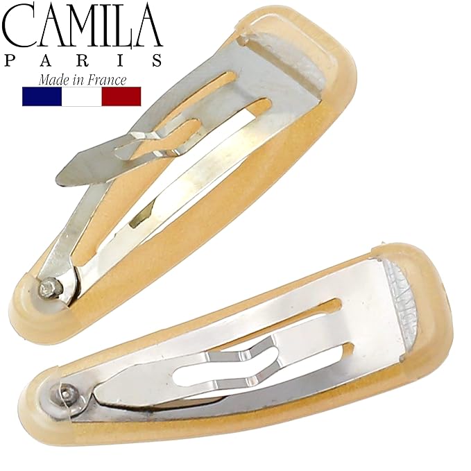 Camila Paris CP3056 French Hair Barrettes Clips, Snap Hair Slides Clic Clac for Women, Styling Girls Side Slide-in Metal Snap Pin Hair Accessories for Women. Strong Hold, No Slip Grip, Made in France