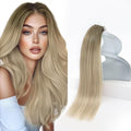 Sunny Hair Tape in Hair Extensions Real Human Hair Invisible Remy Hair Extensions Tape ins for Women Ash Blonde Root to Platinum Blonde Balayage 24 inch 20Pcs 50G