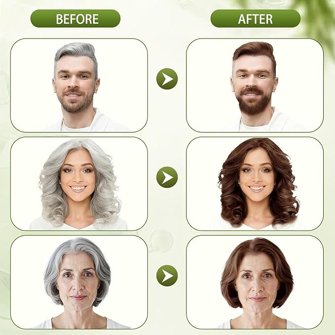 Brown Hair Color 3 in 1 Hair Dye Shampoo for Women Men Gray Hair Coverage, Natural Herbal Ingredients Semi-Permanent Hair Color Shampoo